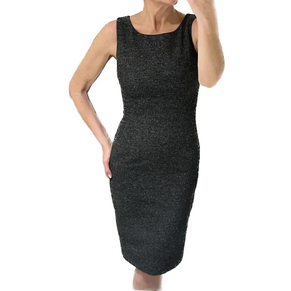 NWT $2450 Dolce & Gabbana Tweed Sleeveless Tailored Sheath Dress Grey Size 8